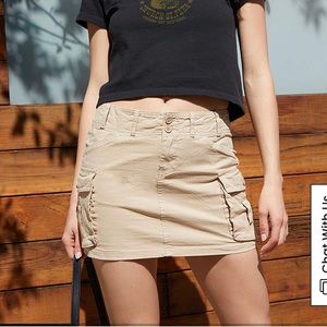 John Galt Beige Beverly Cargo Mini Skirt